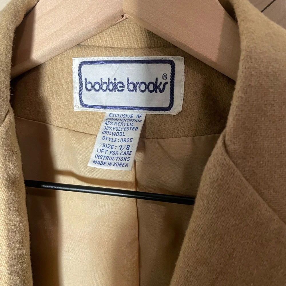Vintage Bobbie Brooks‎ blazer size 7/8 wool blend khaki color